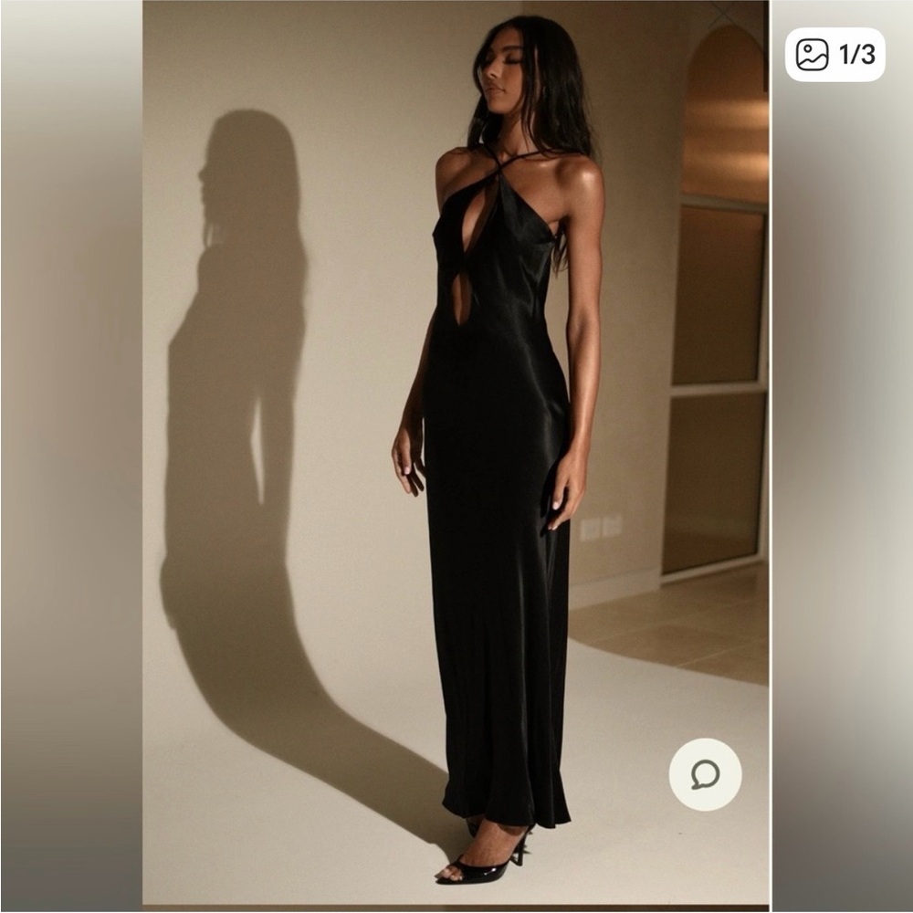 Meshki Black Backless keyhole Gown